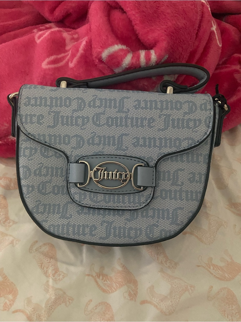 Juicy Couture Powder Blue Monogram Crossbody Bag